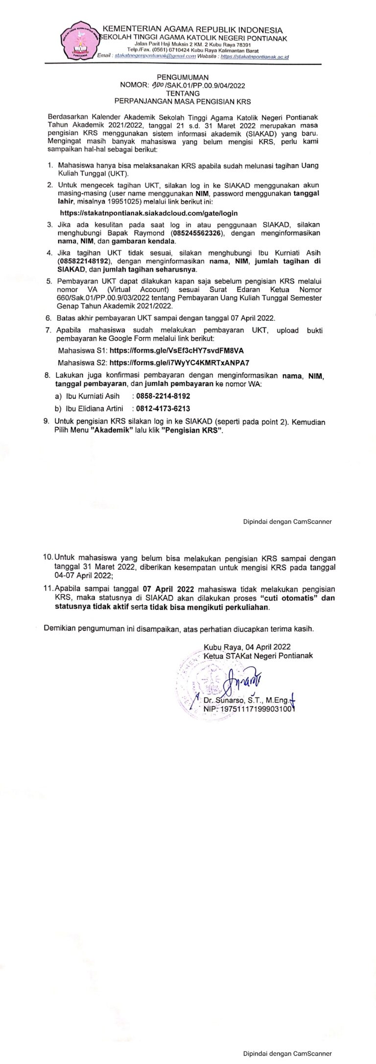 Perpanjangan Masa Pengisian KRS